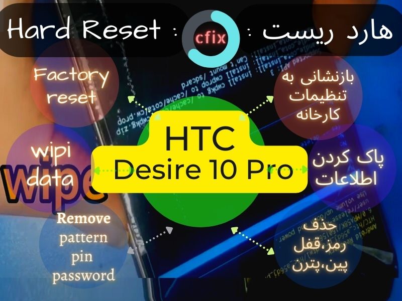 هارد ریست اچ تی سی Hard Reset HTC desire 10 pro
