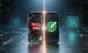 تصویر سه‌بعدی وضوح بالا از ترمیم سریال گوشی (IMEI) که مشکل تماس اضطراری و عدم آنتن‌دهی